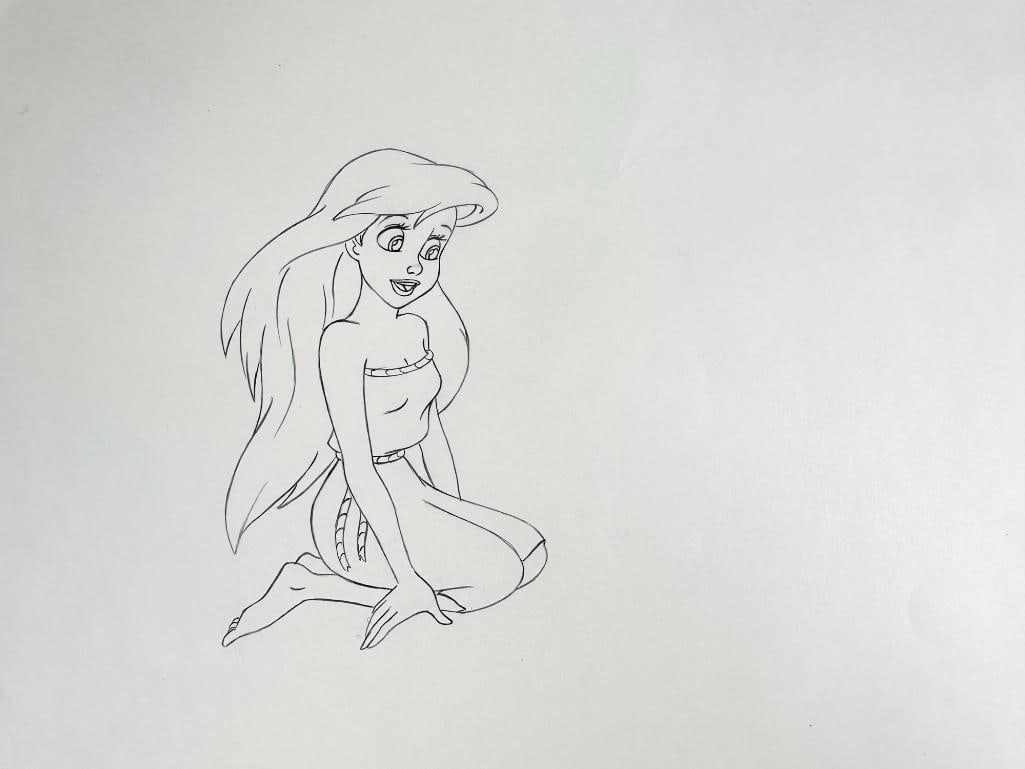 Little Mermaid (1989) Ariel Original Disney Production Drawing (1 of 3)