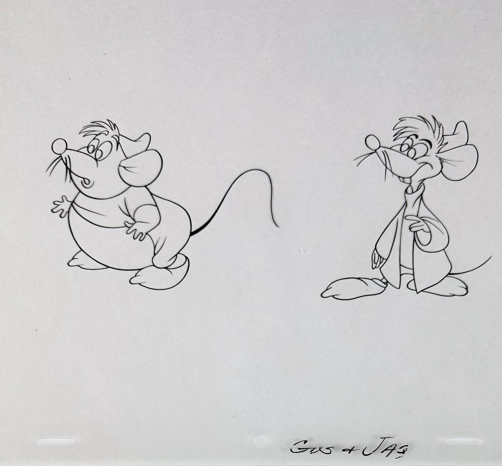 Cinderella (1950) Gus and Jaq Original Disney Ink Test Animation Cel (1 of 2)