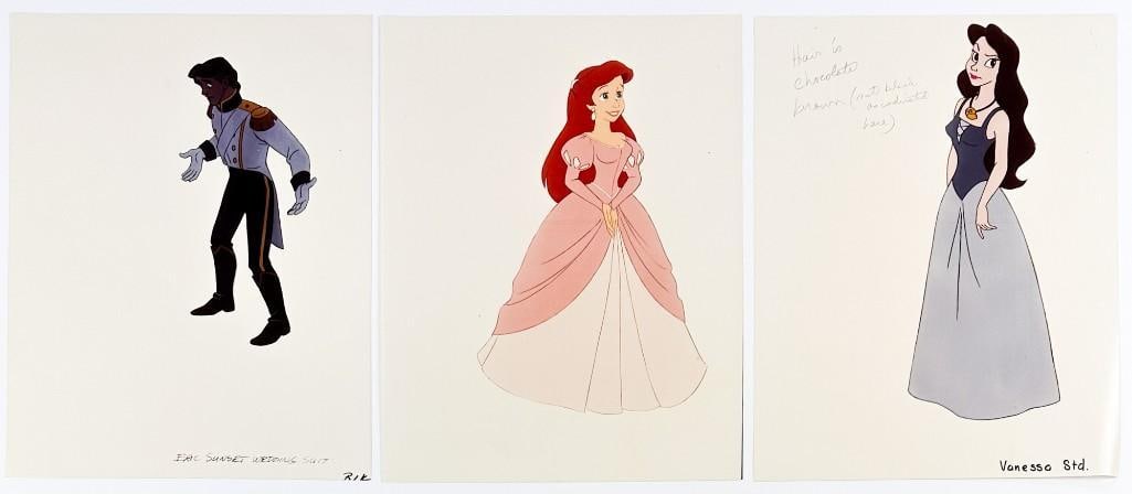 Lot of 3 Little Mermaid (1989) Prince Eric, Vanessa, Ariel Wedding Original Disney Production Art (1 of 4)