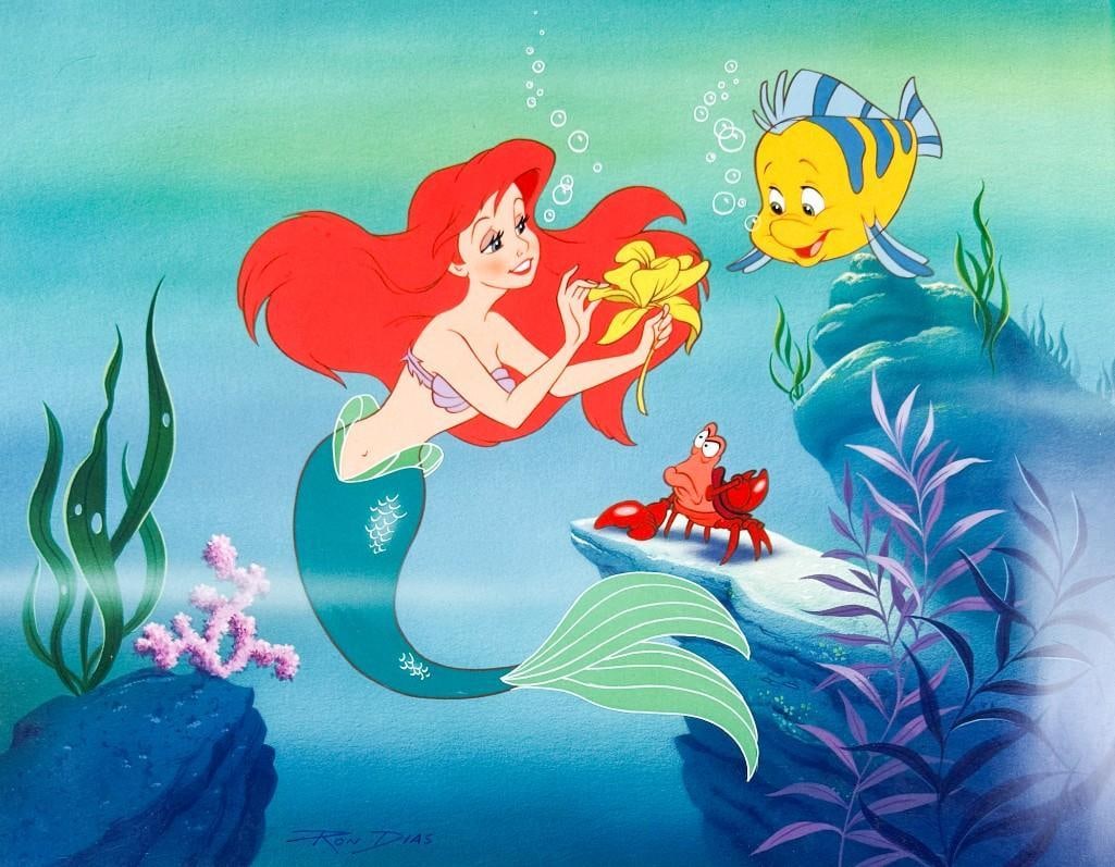 Little Mermaid (1989) Signed Ron Dias Disney Photographic Print of Ariel, Sebastian, and Flounder (1 of 5)