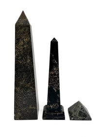 Kusler: 3 Pc Lot Marble Stone Obelisks