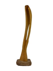 Kusler: Les Kleinberg (20th Century) Wood And Slate Rock Midcentury Sculpture, 1966