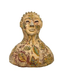 Kusler: Georgia Fee (California, 20th Century) Hand Painted Ceramic Garden Bust Sculpture