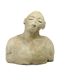 Kusler: Georgia Fee (California, 20th Century) Large Unglazed Ceramic Bust Sculpture
