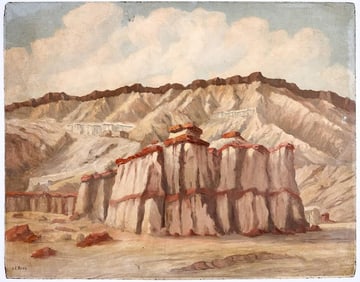 Kusler: Leighton Ross (1909-1983) Oil on Masonite, Sculpture of the Rains