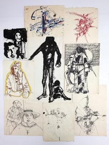 Kusler: Lot of 9 Mixed Media Drawings on Paper
