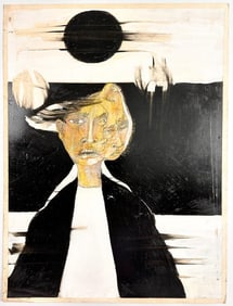 Kusler: Artist Unknown, Mixed Media on Paper, Person with Two Faces