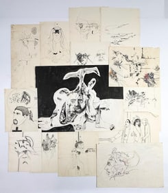 Kusler: Lot of 14 Mixed Media Drawings on Paper