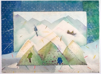 Kusler: E. Wasser (20th Century) Mixed Media on Paper, Eden, 1986