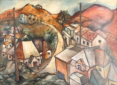 Kusler: Jim Allen Oil on Masonite Mountain Village