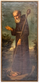 Kusler: Large 19th C. Oil on Canvas Portrait Saint Francis
