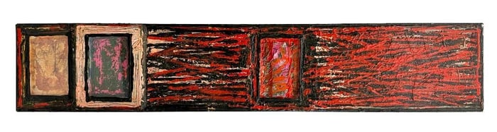 Kusler: Artist Unknown Mixed Media on Wood Abstract w/ Windows