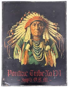Kusler: Prince Albert Tobacco Chief Joseph Nez Perce Tin Litho Advertising Sign