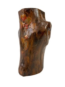 Vintage Japanese Log Carved and Painted Ikebana Vase