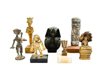 Kusler: Lot of 7 World Culture Effigies in Stone and Metal
