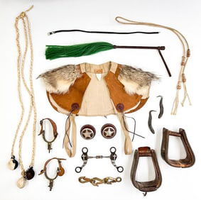 Nick Chavez Collection: Lot of 11 Horseback Riding Accessories and Tack, Spurs, Stirrups