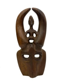 Kusler: Large Dark Wood Horned Mask