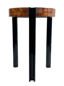 Kusler: Small Round Art Deco Marquetry Inlay Side Table