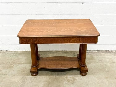 Kusler: Antique Quartersawn Oak Trestle Table Desk