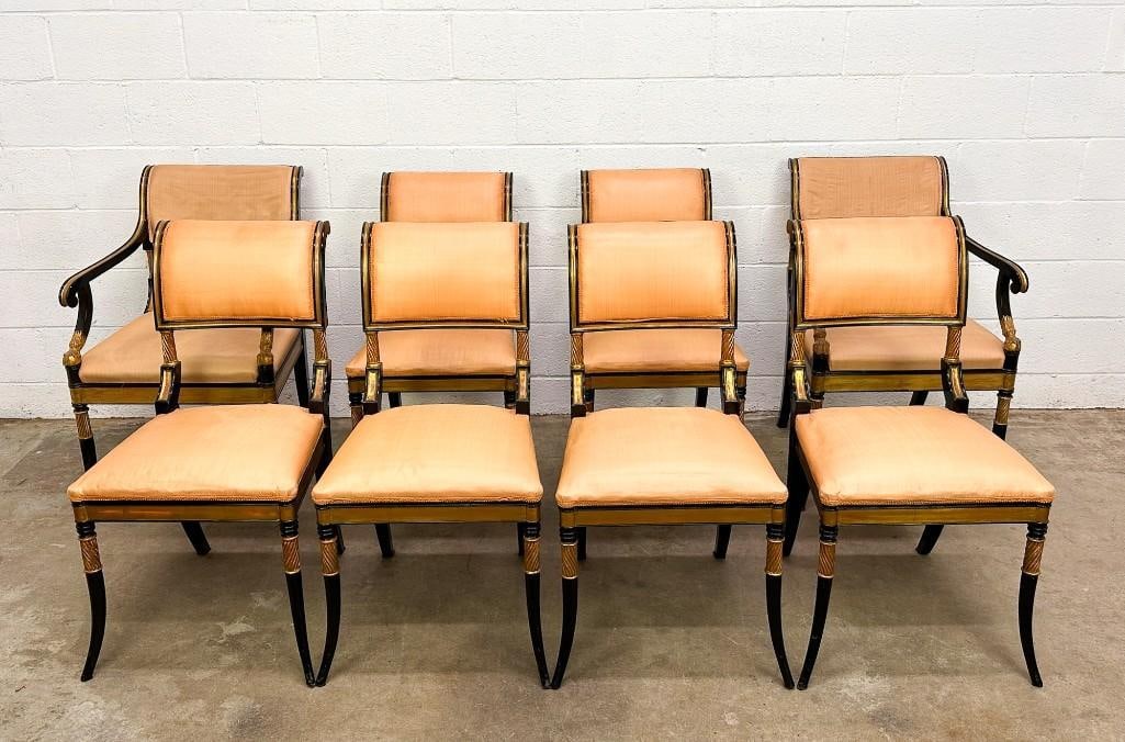 Set of 8 Black And Gold Regency Style Dining Chairs (1 of 20)