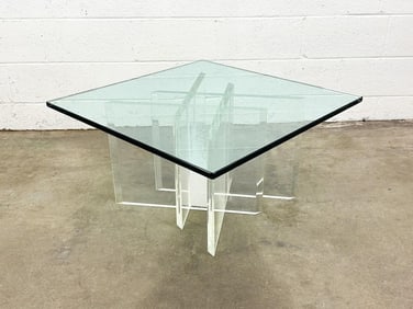 Kusler: Midcentury Acrylic Lucite Glass Top Coffee Table