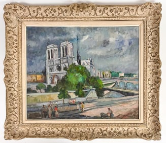 Raphael Pricert (Russian, 1903-1967) Oil on Canvas, Notre Dame, Paris