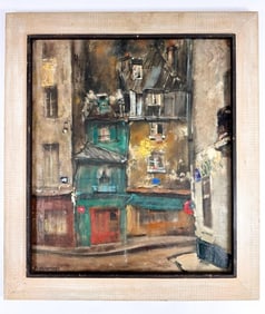 M. Yamamoto, Oil on Masonite, Street Scene