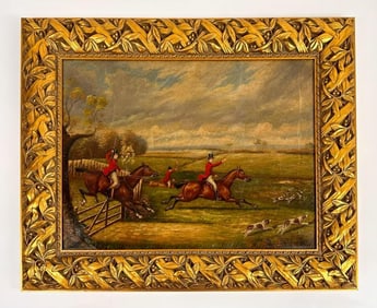 Early 20th Century, Oil on Canvas, Fox Hunt