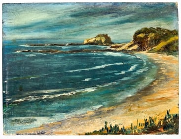 Kusler: Signed Coastal Painting on Board 1947