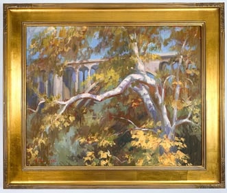 Arthur Bjorn Egeli (b. 1964) Oil on Canvas, Pasadena Bridge, Fall in the Arroyo, 2006