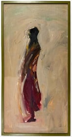 Artist Unknown, Oil on Board, Midcentury Abstract Standing Figure
