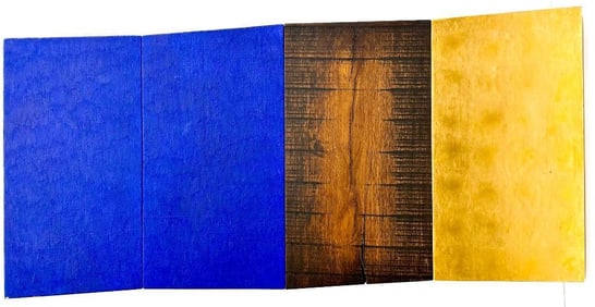 Kusler: David Trowbridge (1945-2009) Oil on Canvas, Gold Leaf and Purple Heart Wood, PHS #6, 1993