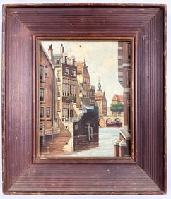 After Pijl (Dutch School) Oil on Wooden Board, Canal in Amsterdam