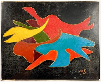 Kusler: Philip A. Solman (20th Century) Acrylic on Board, Abstract