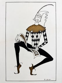 Kusler: B. Blatt, Mixed Media on Board, Singing Jester