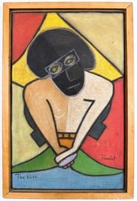 Kusler: Artist Unknown, Oil Pencil on Particle Board, Hamlet The Birth