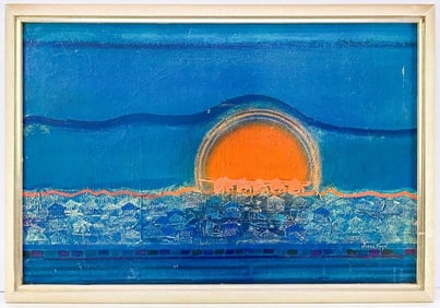 Nissan Engel (1931-2016) Mixed Media Print, Mystical City