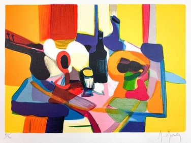 Marcel Mouly (1918-2008) Lithograph on Paper, Untitled Abstract Still Life