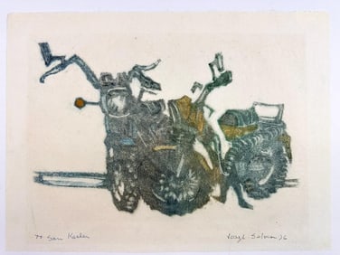 Joseph Solman (1909-2008) Monotype Motorcycle Artwork 1976