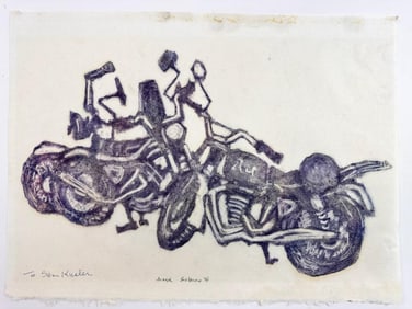 Joseph Solman (1909-2008) Monotype Motorcycle Artwork 1976