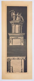 Emmy Lou Packard (1914-1998) Linocut on Paper, Masonic Temple, Mendocino