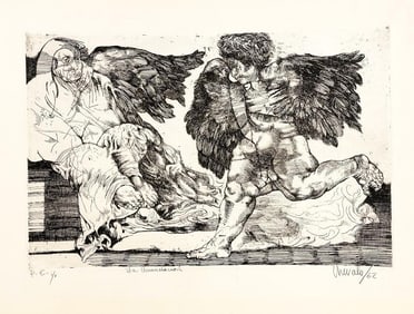Javier Arevalo (b. 1937) Mexican Pencil Signed Etching, La Annunciacion 1962