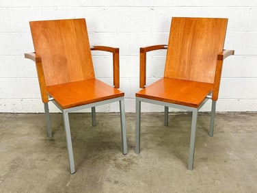 Pair Meka Wood Rietveld Style Armchair