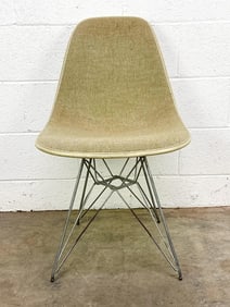 Eames Side Chair Elephant Hide Gray Greige Parchment Fiberglass on Eiffel Base