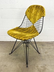 Eames Side Chair Alexander Girard Green Striped Venice Label Bikini Cover on Black Wire on Eiffel