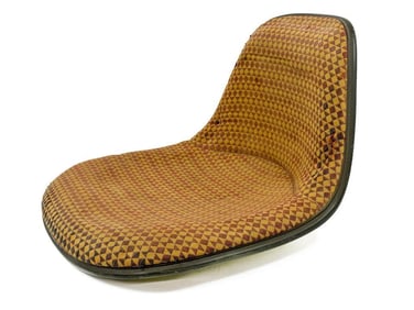 Eames Side Chair Gold and Red Alexander Girard Diamond Fabric on Parchment La Fonda (shell only)