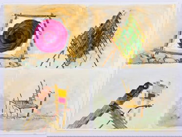 Charles E. Hendrix, Watercolor on Illustration Board, Constructions