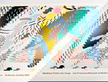 David Hockney Paints the Stage SF MOMA 1985 Poster