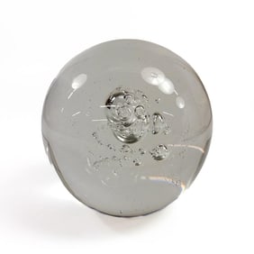 Crystal Ball 7 Inch Paperweight Sculpture with Suspended Bubbles
