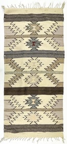 Vintage Geometric Textile Grey Beige Rug Weaving